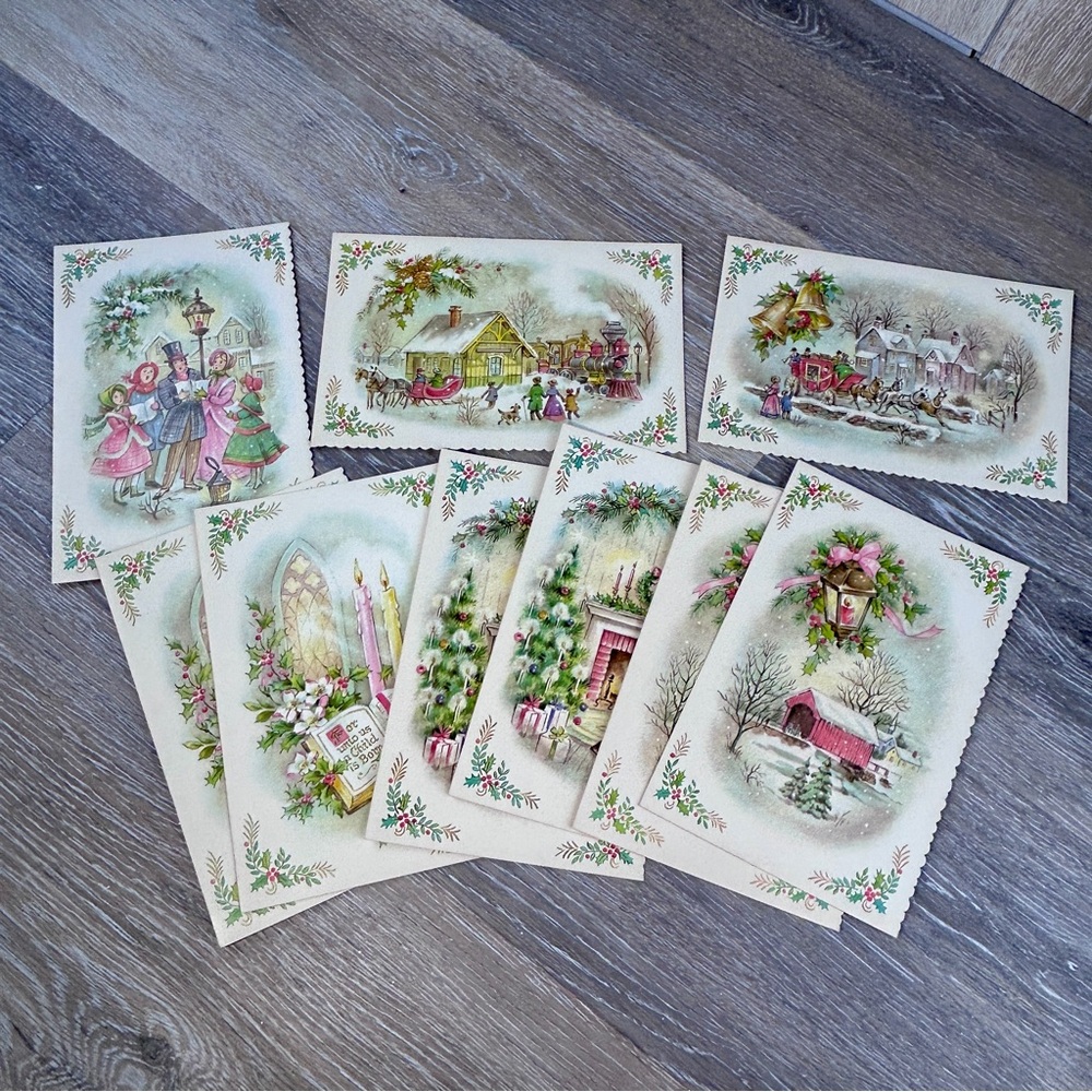 🎄 Vintage Christmas Card Set (1948–1953) 9 Nostalgic Holiday Prints- Coronation